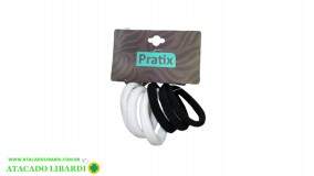 ELASTICO P/CABELO 6UNI PRETO/BRANCO C249