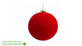 BOLA DECORADA VELUDO 15CM VERMELHO 90329001