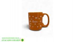 CANECA CERAM LOVE 300ML 9CM LARANJA  UT1156