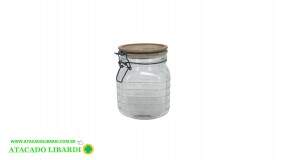 POTE VIDRO HERMETICO 1200ML  C/TAMPA BAMBU  VD5322