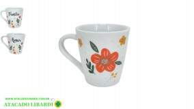 CANECA CERAM 150ML 7,5CM FLORAL GRA009