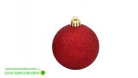 BOLA METALIZADA GLITTER  20CM VERMELHA 61390VM