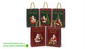 SACOLA HOT STAMP NOEL VINTAGE 19X27X8CM SCX0172