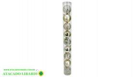 BOLA TUBO 6CM 9PCS MISTA GLITER KX3592