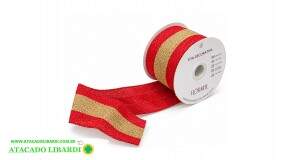 FITA ARAMADA LINHO C/COSTURA 6,3CMX9,14M VERMELHO/BEGE 57793009