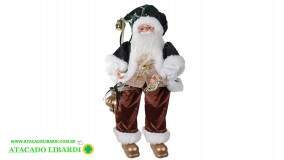 BONECO PAPAI NOEL SENTADO 45CM VERDE DOURADO A6428001