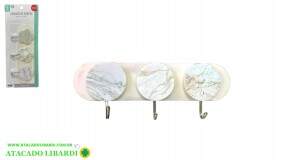 GANCHO PAREDE ADESIVO 3PCS PLAST FJ90531