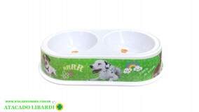 COMEDOURO P/CACHORRO DUPLO 23X13,5X5CM MELAM 182238