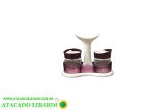GALHETEIRO 2PCS VIDRO C/SUPORTE COLOR CA09419