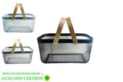 CESTA TELADA 24,5X39,8X18CM MULTIUSO C/ALCA MAD DV80309