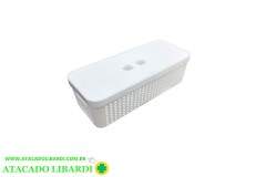 ORGANIZADOR EMPILHAVEL PLAST 33X14X10CM C/TAMPA BRANCA 8506BR
