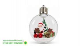 BOLA NATAL 8CM PLAST ABERTA  NOEL C/LUZ  NBOL8V36