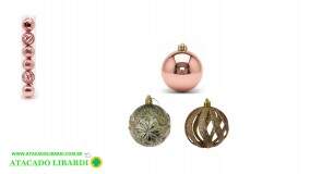BOLA TUBO DECORADA 8CM C/6 PCS CHAMPANHE 60532CH
