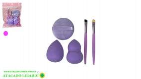 KIT PINCEL C/ESPONJA DE MAQUIAGEM 5PCS DV81338