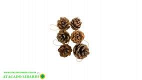 ENFEITE PENDENTE 5CM PINHA 6PCS NTR59022
