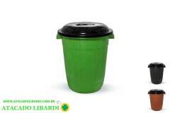 LIXEIRA PLAST 95L 64X55CM C/TAMPA  PRETO 6862