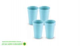 CONJ COPO PLAST AZUL 460ML 4PCS 2057