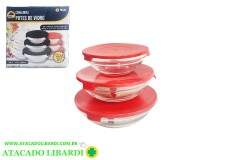 CONJ POTE VIDRO 3PCS C/TAMPA PLAST LT23243
