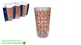 CONJ COPO VIDRO 240ML 6PCS  DECORADO  VD100