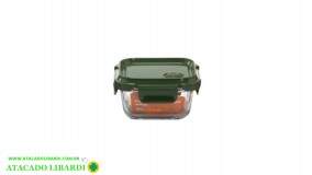 POTE VIDRO HERMETICO 310ML QUAD C/TAMPA CV246