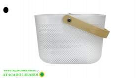 CESTA TELADA 24X24X17CM MULTIUSO C/ALCA MAD FJ91220