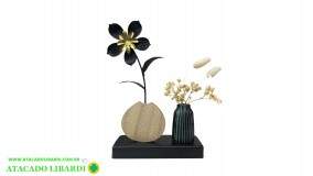 ENFEITE VASO FLORES 9X9X23CM WX8571