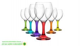 TACA VINHO VIDRO 22CM COLOR TP1740