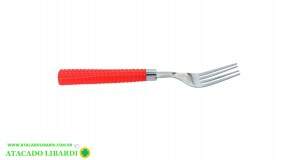 GARFO MESA 6UNI CABO PLAST GRAMADO VERMELHO 0454V