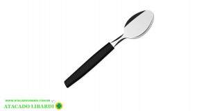 COLHER  MESA 12UNI INOX CABO PLAST PRETO 24039