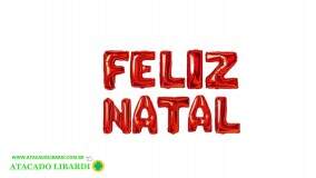 BALAO METALIZADO CORDAO LETRAS VERM FELIZ NATAL NTF46002