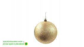 BOLA DECORADA C/GLITTER 12CM DOURADA SY7794