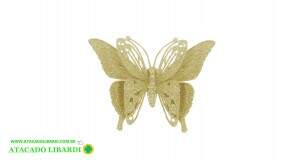 BORBOLETA GLITTER 11CM DOURADO 98113001