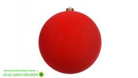 BOLA DECORADA 20CM AVELUDADA VERMELHO 90382001