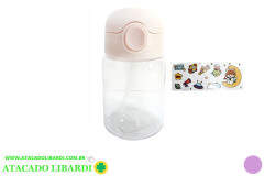 GARRAFA PLAST 400ML C/CANUDO ALCA ADESIVO COLOR 8440