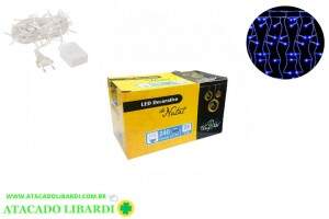 PISCA CASCATA 240 LED 4,3M AZUL 220V 8F FIO TRANSP NTL1240A220V