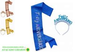 TIARA METALIZADA 56CM FELIZ ANIVERSARIO WX8209