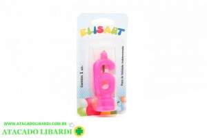 VELA NUMERO ROSA N6
