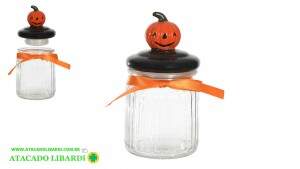 POTE VIDRO C/TAMPA ABOBORA 15X8CM HALLOWEEN 87988001