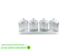 PORTA CONDIMENTO 4PCS PLAST C/SUPORTE 1073S