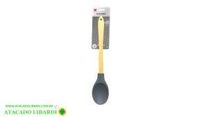 COLHER CULINARIA SILICONE 31,5CM CABO BAMBU 0429CZ