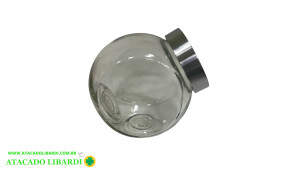 POTE VIDRO 16X16CM C/TAMPA INOX BALEIRO BA28410