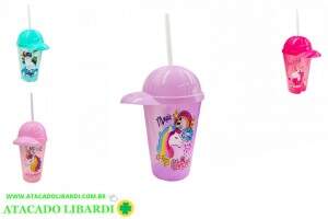 COPO INFANTIL PLAST 12X5CM 450ML C/CANUDO COLOR CO317