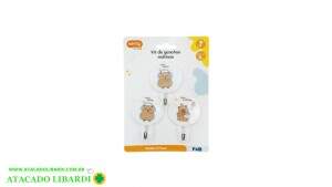 GANCHO ADESIVO C/3 PCS KIDS FJ91311