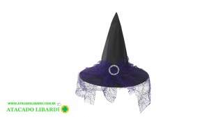 CHAPEU BRUXA C/VEU TEIA ARANHA 34X40CM 95854001