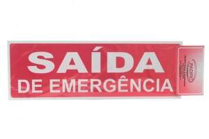 PLACA SINALIZACAO 29X9CM SAIDA EMERGENCIA PS48