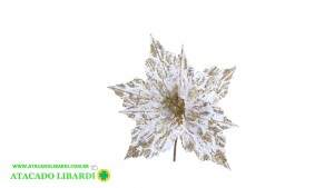 BICO PAPAGAIO AVELUDADO 24CM C/GLITTER BRANCO DOURADO 99494005