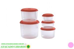 CONJ POTE PLAST MANTIMENTO 5PCS RED CM05