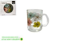 CANECA VIDRO 9CM 320ML DEC VDA09034
