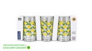 CONJ COPO VIDRO 200ML 10CM 6PCS DECORADO 318671