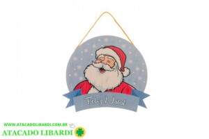 ENFEITE PENDENTE MDF  PLACA 22CM  PAPAI NOEL FELIZ NATAL 2002